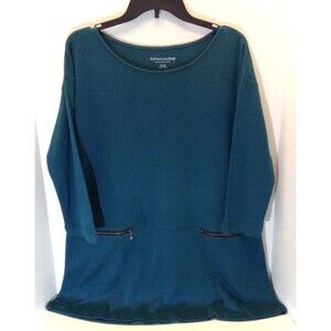Soft Surroundings Tunic Top Women M Petite Blouse Green Shirt Comfort Coastal